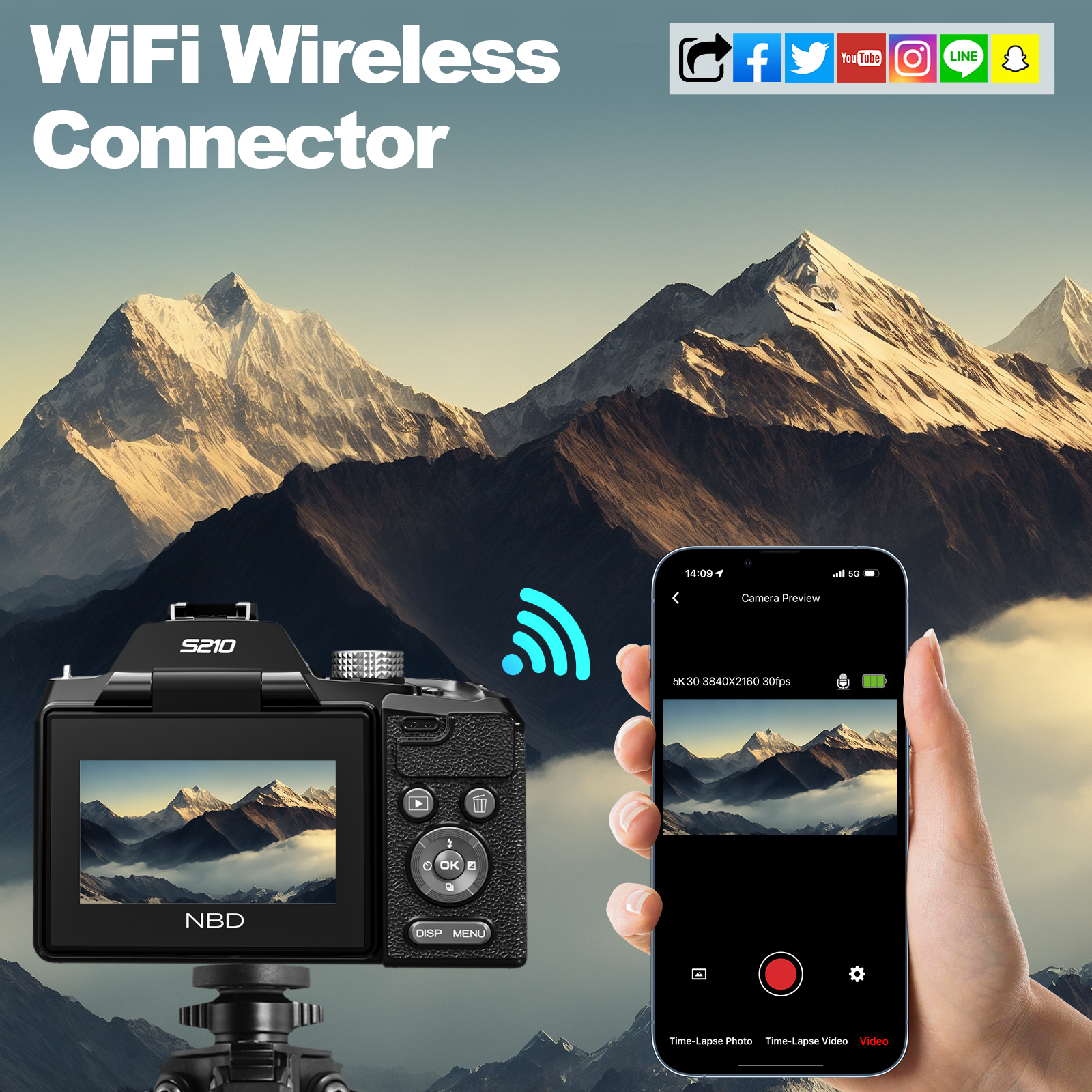 NBD S210 64MP Digital Camera with 16x Optical Zoom & 5K Video for
