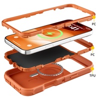 Coque de téléphone robuste magnétique PC+TPU avec clip ceinture noir pour iPhone 16 16e 15 17 Air Pro Max – Étuis de protection renforcés – Vente flash
