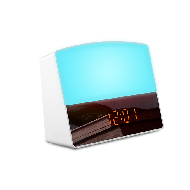 Smart Simulation Colorful FM Radio Wake up Light Sunrise Table Alarm Clock Led Digital Wekker Factory