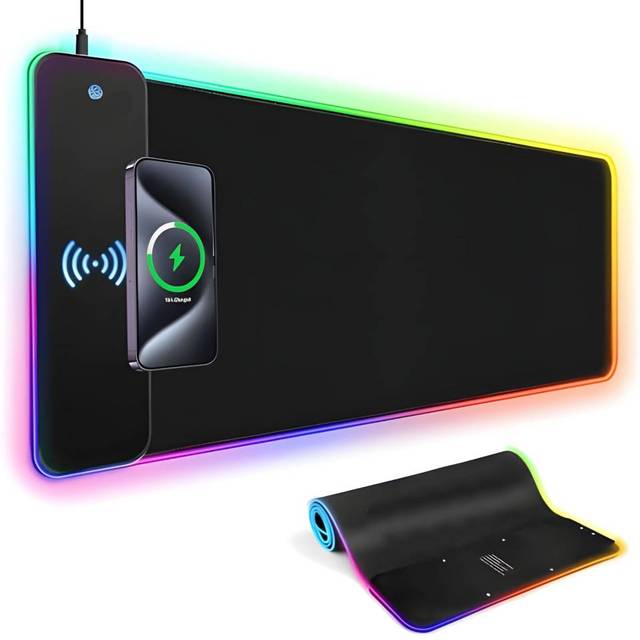 3-in-1 Wireless Charging RGB Office/Gaming Keyboard Pad Waterproof Dirt-Resistant Larger Oversized Mouse Pad Computer Desk Pads