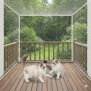 白いワイヤー補強猫用ネット、メッシュサイズ30mm、バルコニー、テラス、猫用囲い - Product Image 4