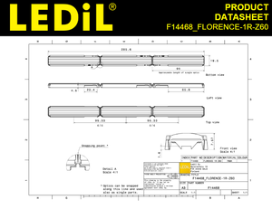 เลนส์ LED แบบเส้นตรง Ledils F14468_FLORENCE-1R-Z60 PMMA มุมกระจายแสง 58+114 องศา รูปทรงสี่เหลี่ยมผืนผ้า Zhaga 1 ฟุต TIR Optics สำหรับสำนักงาน - Product Image 3