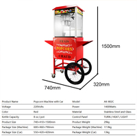 Machine à Popcorn au Caramel Électrique en Acier Inoxydable avec Chariot Commercial Haute Performance