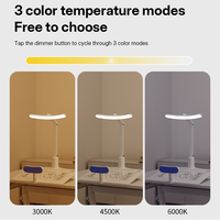 Lampe de table LED pliable à 3 températures de couleur, protection des yeux, correcteur de posture, rechargeable, lampe de bureau pour enfants, lecture