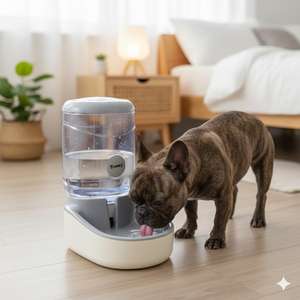 Distributeur d'eau automatique Yommy pour chiens et chats, gris et orange, fontaine à eau pour animaux de compagnie - Product Image 1
