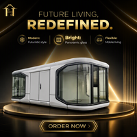 Capsule spatiale préfabriquée sur mesure, maison conteneur moderne, cabane modulaire portable, pod de glamping avec cuisine et chambre pour complexe hôtelier