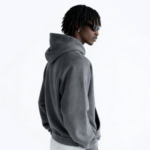 Sweat-shirts à capuche oversize à épaules tombantes, style streetwear, vintage, effet usé, 100% coton, haute qualité, lavage à l'acide - Product Image 3