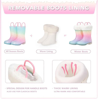 Bottes de pluie lumineuses personnalisées pour enfants, imperméables, doublées de polaire, bottes de neige pour tout-petits, antidérapantes, en caoutchouc, chaussures d'hiver