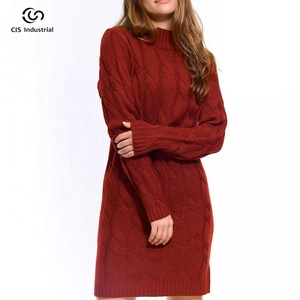 <span class=keywords><strong>Robe</strong></span> pull décontractée en laine pure épaisse de haute qualité, col rond, automne-hiver, design torsadé tendance pour femmes et dames - Product Image 3