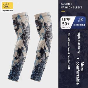 Mangas de brazo de tatuaje de seda de hielo Floral para hombres para ciclismo conducción protección solar pesca actividades al aire libre montar en motocicleta - Product Image 5