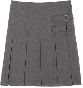 Falda Escolar para Niñas en Color Caqui Marino con Cintura Ajustable, Frente Plisado, Tela de Mezcla de Poliéster, Marca Merucare - Product Image 1