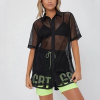 Nouvelle arrivée été Sexy Top femmes Sexy chaud en mousseline de soie Transparent imprimé Blouse