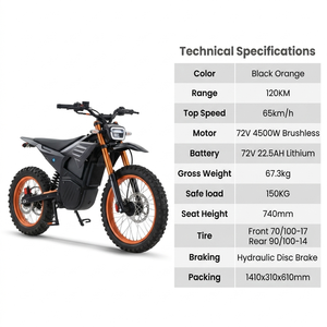 Motocicleta Todoterreno USA Warehouse Y-1-17 72V 22.5AH 4500W con Autonomía de 120 km y Velocidad de 65 km/h para Adultos - Product Image 4