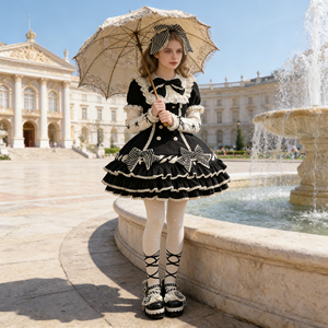 Abito Lolita con Colletto <span class=keywords><strong>Peter</strong></span> <span class=keywords><strong>Pan</strong></span> Arricciato, Costume Classico per Cosplay Anime, per Feste di Compleanno Femminili - Product Image 4