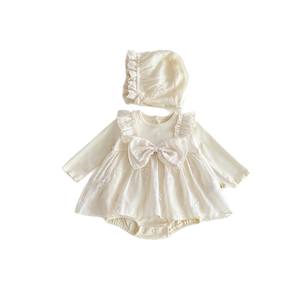 Baju Bayi Musim Gugur Model Terbaru Gaya Putri Jumpsuit Kasual Manis dengan Ikat Pita dan Kancing Penutup Pakaian Bayi Perempuan Baru Lahir - Product Image 5