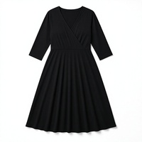 Robe midi en jersey mat respirant, coupe trapèze unie, longueur mi-mollet, pour l'été, pour l'Europe et les États-Unis
