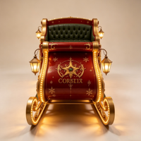Décoration de Noël extérieure pour centre commercial : Traîneau géant de Père Noël en fibre de verre 4-6 places avec lumières LED pour la plantation printanière
