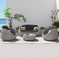 Villa Dış Mekan Mobilyası Konuşma Salonu Kanepe Takımı Halat Örgülü Veranda Bahçe Koltuk Takımı Su Geçirmez Hava Koşullarına Dayanıklı
