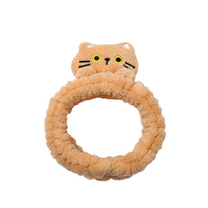 TREETIP European Girls Custom Logo Cartoon Cat Plush Headband <strong>Flannel</strong> Non- for <strong>Face</strong> Wash Makeup Cute Animal Hair Accessories - Product Image 4