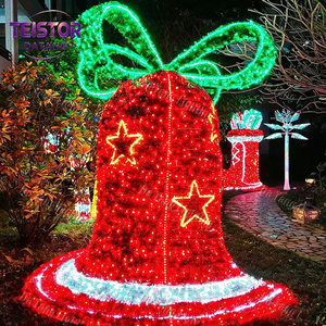 Décoration lumineuse de Noël en forme de cloche rouge et or à LED personnalisée pour hôtel, place publique, parc et projet d'affichage photo commercial pour les fêtes - Product Image 6