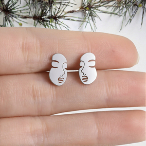 Pendientes de Acero Inoxidable con Diseño de Cara Abstracta, Chapados en Oro de 18K, Joyería Divertida para Mujer, Regalo para Fiesta - Product Image 3