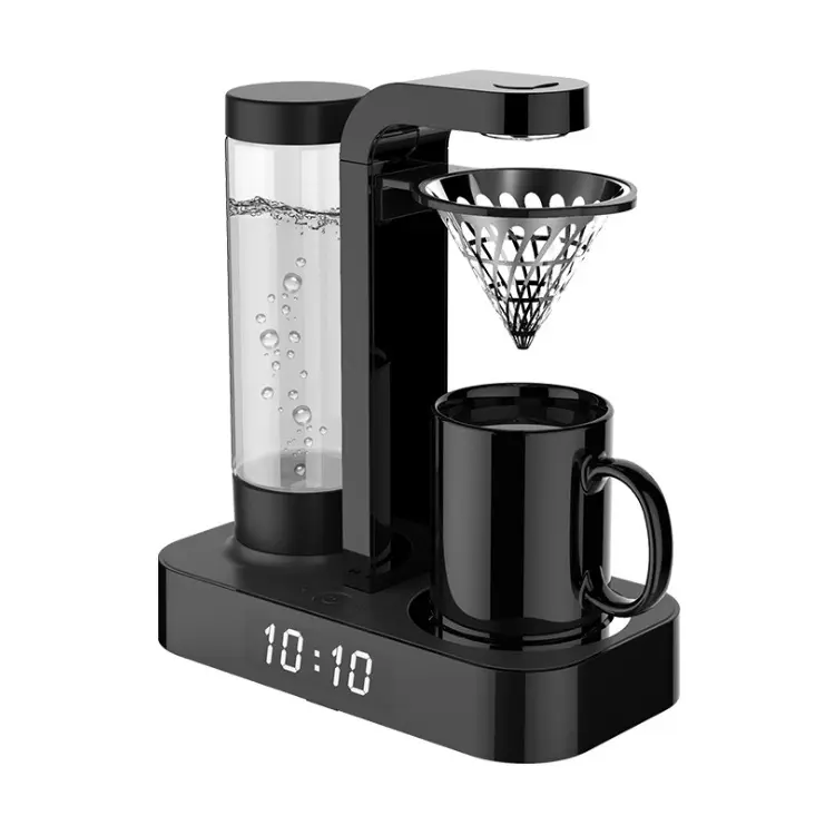 ポータブルエスプレッソマシン500ml独立した水タンクティーマシン時計機能付き小型フィルタードリップコーヒーメーカー