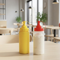 Bouteille souple en plastique de 450 ml avec couvercle scellé, imprimée par transfert thermique, facile à remplir, nettoyable, réutilisable, distributeur de condiments pour la maison et la cuisine