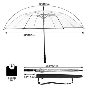 Transparent Straight EVA Handle Metal <b>Frame</b> Manual Control 30 Inch Clear PVC POE Golf Umbrella - Product Image 4
