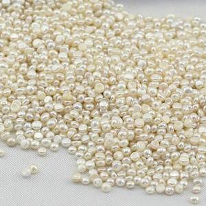 Perles d'eau douce naturelles pour bijoux DIY SZLZ102-167, demi-percées, forme bouton, forte brillance, 6-7mm, couleur naturelle - Product Image 1