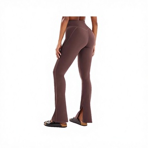 Girls Leopard Print Garment Dyed Flare Leggings with <b>Belt</b> High Waisted <b>Elastic</b> Waist for Dance Yoga - Product Image 2