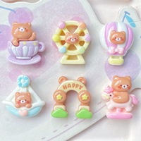 Accessoires de parc d'attractions DIY sur le thème de l'ours de dessin animé : Pièces en résine pour grande roue, carrousel, pinces à cheveux, coques de téléphone, porte-clés, chaussures