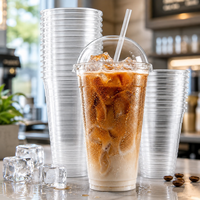 Gobelet en plastique PET transparent de 24 oz pour boissons froides, avec couvercles, jetable, pour fêtes, avec logo personnalisé, respectueux de l'environnement