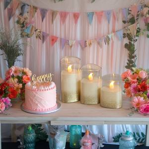 Nouvel arrivage de bougies <span class=keywords><strong>LED</strong></span> sans flamme à paillettes dorées à piles pour centres de table de mariage, décoration d'anniversaire de table - Product Image 1