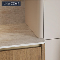 Ensemble de meubles de cuisine complets en chêne massif de haute qualité, personnalisés, avec îlot central et plan de travail en quartz, cuisine ouverte pour villa