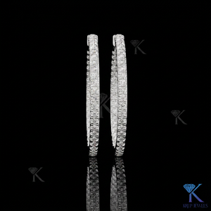 Lab Grown CVD HPHT Diamond Double Row Pave Large <b>Hoop</b> <b>Earrings</b> 14K 18K <b>Solid</b> Gold Fine Women's Wedding & Party Jewelry - Product Image 3