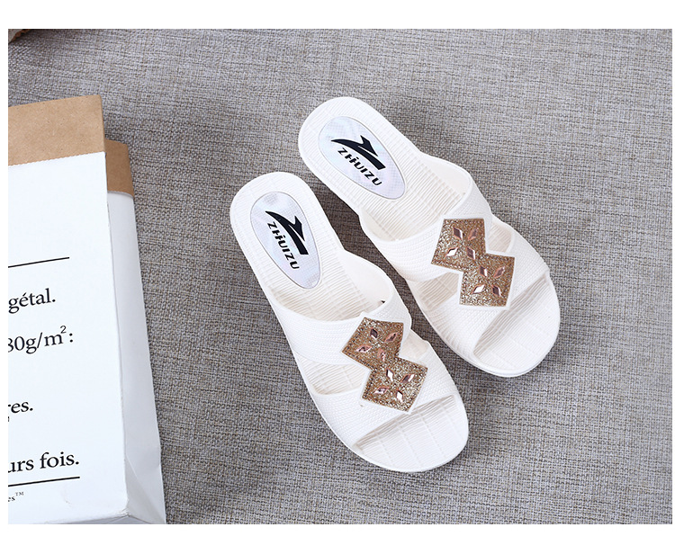 Fashion Sequin Mom Slippers Non-slip Sandals Casual Wedge Heels Slippers for Middle-aged Shoes