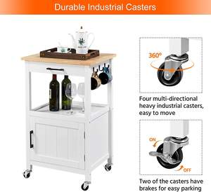 Modern <b>Furniture</b> Wood Kitchen Cabinet Islands Wooden Rolling Storage Kitchen Cart Trolley Island With <b>Wheels</b> - Product Image 4