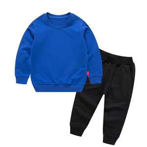 Vêtements pour enfants de 9 mois à 12 ans, 100% coton, couleur unie, ensemble de survêtement pour tout-petits, ensemble de jogging, vêtements de sport pour enfants, RS01003 - Product Image 2