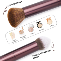 Pinceau de maquillage multifonctionnel à double extrémité, poils doux, pinceau polyvalent pour poudre libre, fard à joues et fond de teint liquide pour le maquillage du visage