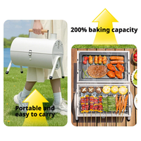 Barbecue à charbon de bois d'extérieur en gros, en acier inoxydable, pour la cuisson et le camping, fumoir épaissi, four portable