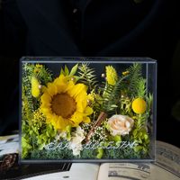 Caja de Flores Acrílica Pequeña con Rosas Reales, Acabado Elegante, Regalo para Cumpleaños y San Valentín