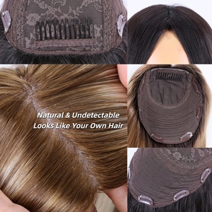 Venta al por mayor: Topper de cabello 4x4 con base de seda y trama trasera, indetectable, transpirable, listo para enviar, para mujeres con cabello fino, OEM personalizado. - Product Image 2