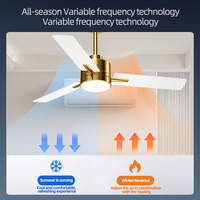 Nouveau produit, ventilateur de plafond silencieux avec télécommande, en contreplaqué, 52 pouces, moderne, blanc, avec éclairage LED, Ra95, garantie de 2 ans