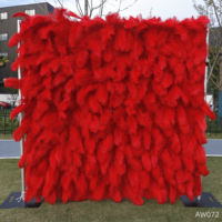 8ft hiasan dinding latar belakang bulu burung unta merah perlengkapan dekorasi pesta ulang tahun pernikahan dan Natal