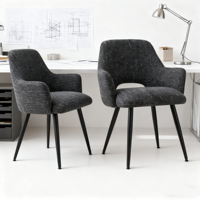 Fauteuil en chenille élégant avec pieds en métal, dossier haut, design creux, coussin moelleux, confortable et élégant pour les espaces de travail, de salle à manger ou de café