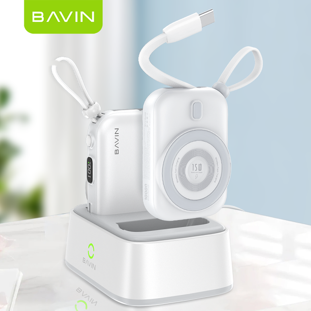 BAVIN 20000mah PC1130 22.5W Travel 15W Fast Wireless Charging Power Bank with Type C Charger Cable