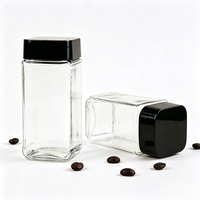 Frasco de Vidrio Cuadrado de 50g/200ml 100g/400ml para Café Molido Instantáneo con Tapa de Plástico de Rosca y Junta de Papel de Aluminio