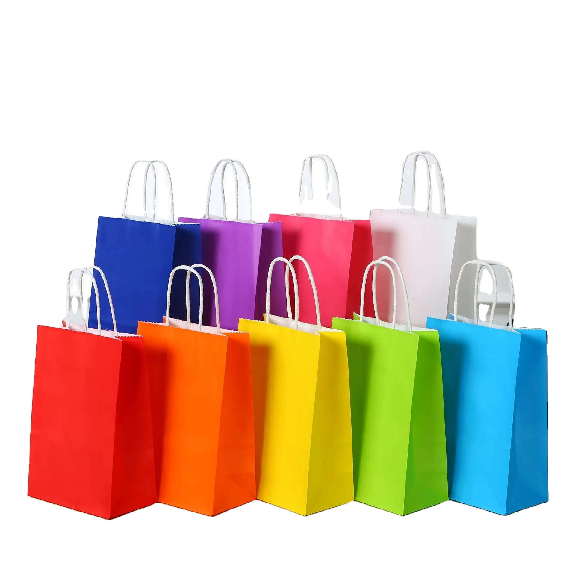 Sacolas de compras de papel luxuosas com logotipo personalizado e acessórios de fita sacolas de papel kraft para varejo com logotipo personalizado