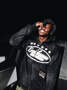 Sweat à capuche zippé streetwear en molleton bouclette épais 500 g/m², coupe oversize, vintage, délavé à l'acide, effet usé, avec strass, sans taxes ni droits de douane - Product Image 2