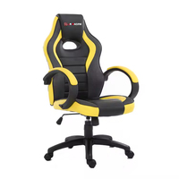 Chaise de jeu pivotante moderne à hauteur réglable avec base à cinq étoiles en cuir synthétique jaune et noir – Prix abordable pour la vente en gros